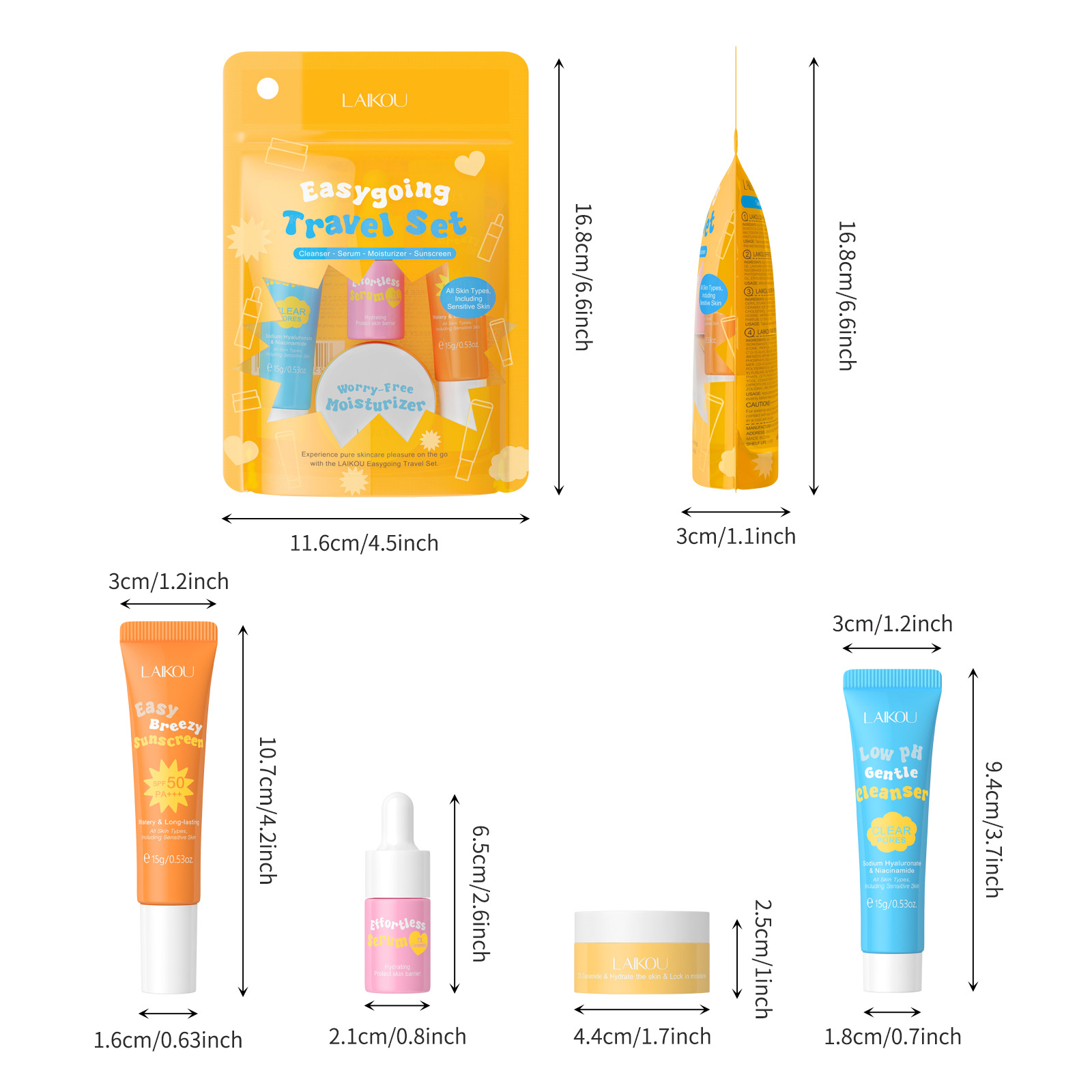 Ceramide Moisturizer - Laikou 세라마이드 여행용 세트, 저Ph 부드러운
